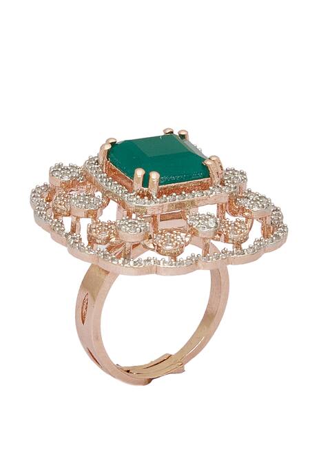 Shop Chaotiq By Arti White Diamonds, Embroidery Embellished Ring Online at Aza Fashions Shop_Chaotiq By Arti_White Diamonds, Embroidery Embellished Ring_Online_at_Aza_Fashions