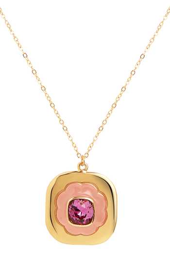 Buy Isharya Pink Crystal Embellished Pendant Necklace Online at Aza Fashions Buy_Isharya_Pink Crystal Embellished Pendant Necklace_Online_at_Aza_Fashions