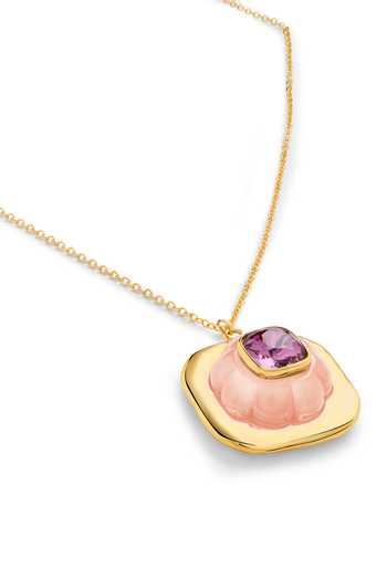 Shop Isharya Pink Crystal Embellished Pendant Necklace Online at Aza Fashions Shop_Isharya_Pink Crystal Embellished Pendant Necklace_Online_at_Aza_Fashions