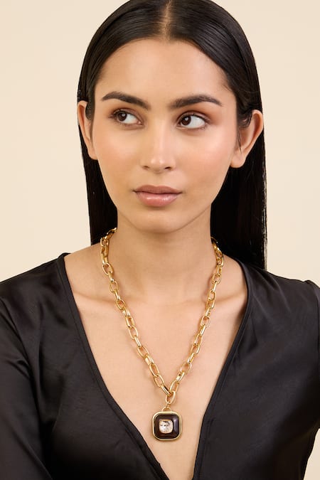 ISHARYA Medallion Chain Link Necklace 