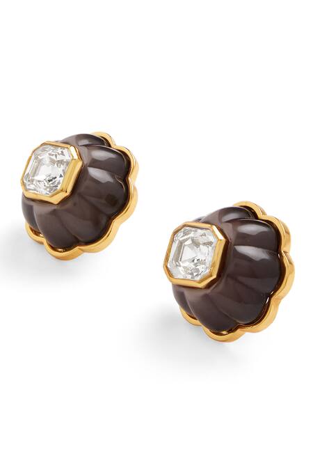 Buy Isharya Black Crystals Floweret Studs Online at Aza Fashions Buy_Isharya_Black Crystals Floweret Studs_Online_at_Aza_Fashions