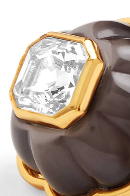 Shop Isharya Black Crystals Floweret Studs Online at Aza Fashions Shop_Isharya_Black Crystals Floweret Studs_Online_at_Aza_Fashions