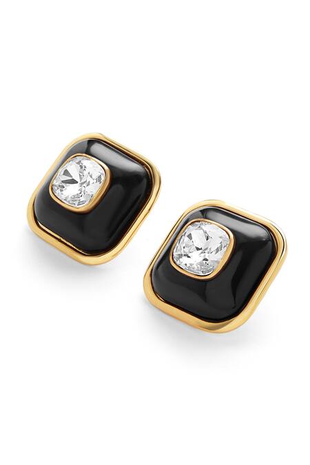 Buy Isharya Black Crystals Quad Resin Studs Online at Aza Fashions Buy_Isharya_Black Crystals Quad Resin Studs _Online_at_Aza_Fashions