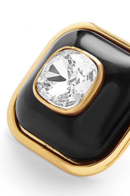 Shop Isharya Black Crystals Quad Resin Studs Online at Aza Fashions Shop_Isharya_Black Crystals Quad Resin Studs _Online_at_Aza_Fashions