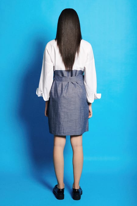 Cin Cin Poplin Chambray Wrap On Dress 