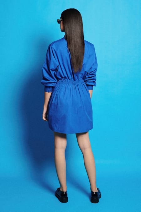 Cin Cin Ruched Asymmetric Shirt Dress 