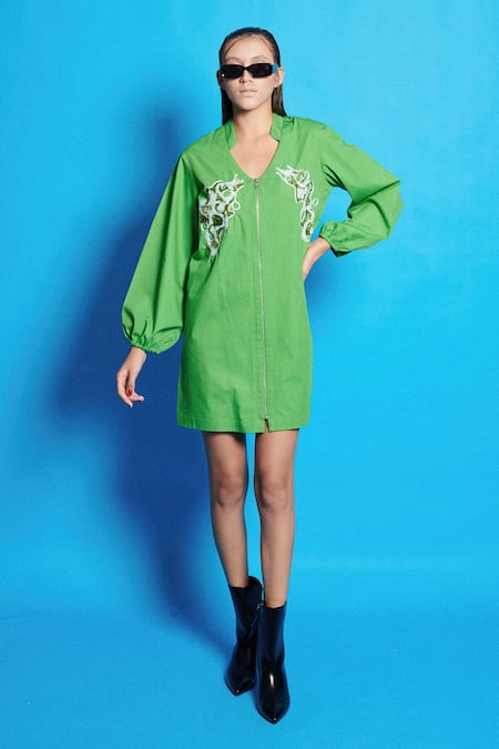 Cin Cin Placement Embroidered Shirt Dress 