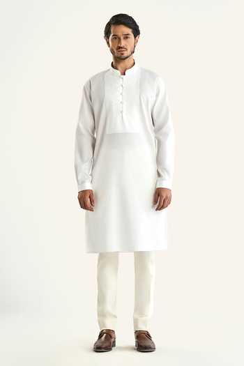 Buy Raghavendra Rathore Jodhpur White Cotton The Ranakpur Textured Kurta Online at Aza Fashions Buy_Raghavendra Rathore Jodhpur_White Cotton The Ranakpur Textured Kurta _Online_at_Aza_Fashions