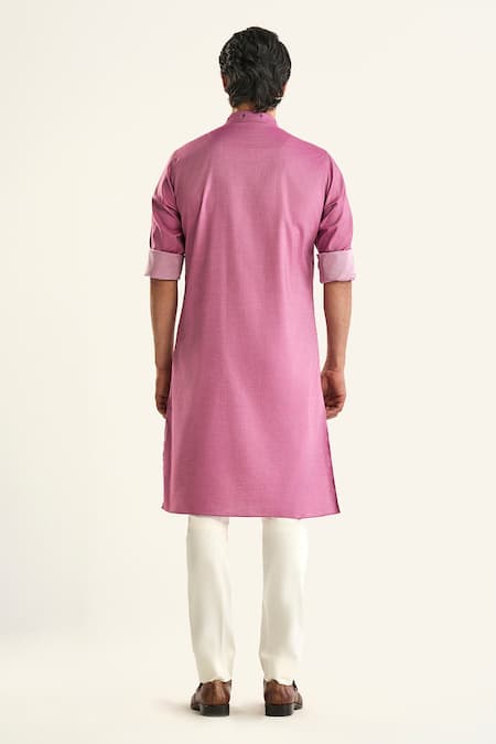 Shop Raghavendra Rathore Jodhpur Pink Cotton Embroidery Floral Butti Patterned Kurta at Aza Fashions Shop_Raghavendra Rathore Jodhpur_Pink Cotton Embroidery Floral Butti Patterned Kurta _at_Aza_Fashions