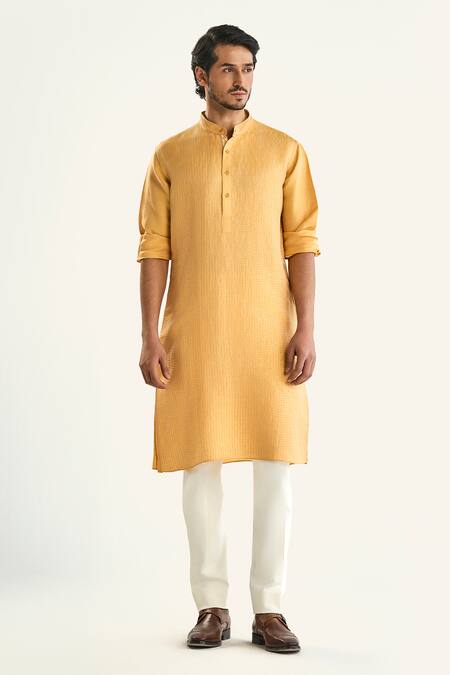 Buy Raghavendra Rathore Jodhpur Yellow Linen, Silk The Dandelion Kurta Online at Aza Fashions Buy_Raghavendra Rathore Jodhpur_Yellow Linen, Silk The Dandelion Kurta _Online_at_Aza_Fashions