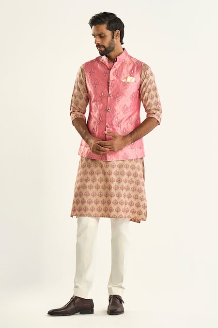 Raghavendra Rathore Jodhpur Pink Cotton Woven Floral The Bageecha Bundi 