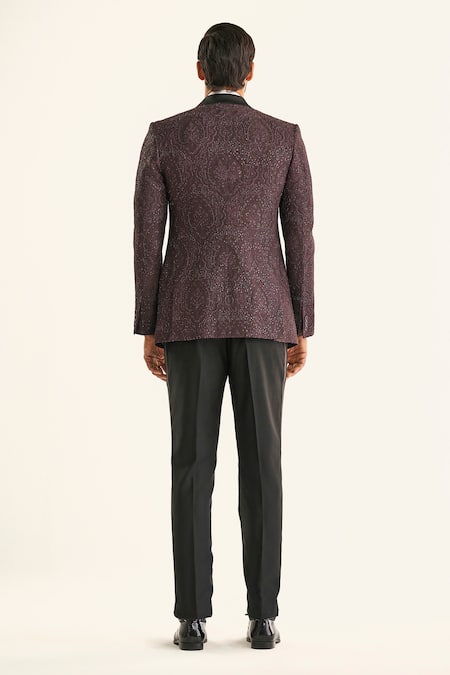 Raghavendra Rathore Jodhpur The Bedazzled Silk Floral Embroidered Tuxedo Jacket 