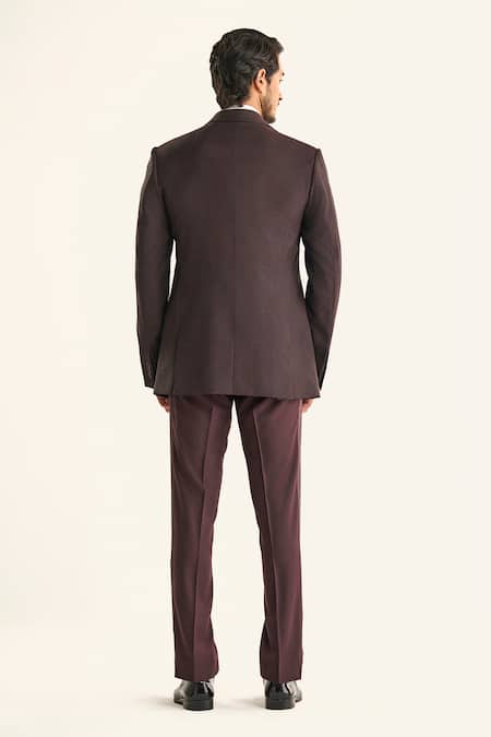 Raghavendra Rathore Jodhpur The Burnt Sienna Silk Paisley Woven Tuxedo Jacket 