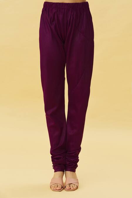 Samyukta Singhania_Purple Chanderi, Faux Leather, Satin, Georgette Floral Resham Kurta Set_at_Aza_Fashions