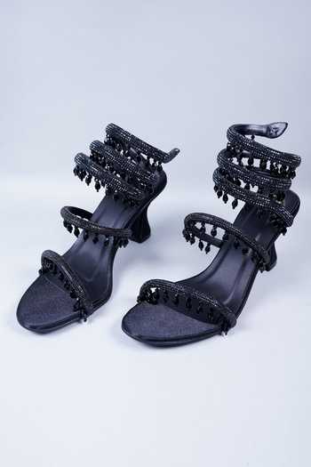 Sana K luxurious Footwear Spring Strap Embellished Heels 