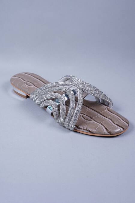 Buy Sana K luxurious Footwear Beige Embroidery Jewel Embellished Strap Heels Online at Aza Fashions Buy_Sana K luxurious Footwear_Beige Embroidery Jewel Embellished Strap Heels _Online_at_Aza_Fashions