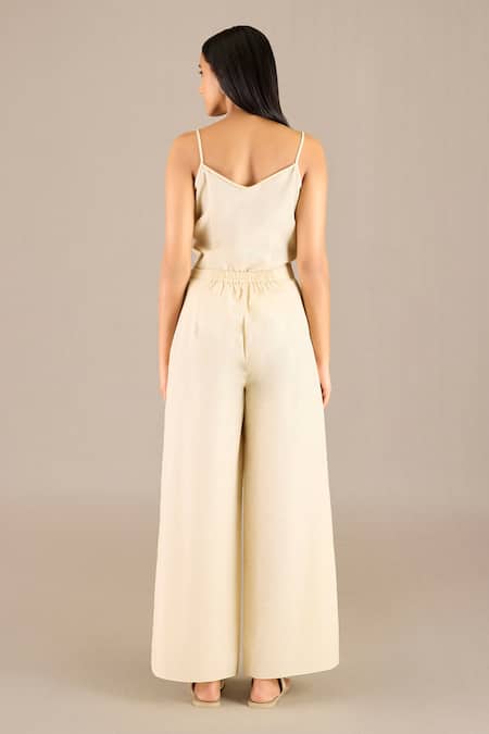 Buy Ampm Yellow Handloom Cotton Collared Arda Pin Striped Long Jacket Palazzo Set Online at Aza Fashions Buy_Ampm_Yellow Handloom Cotton Collared Arda Pin Striped Long Jacket Palazzo Set_Online_at_Aza_Fashions