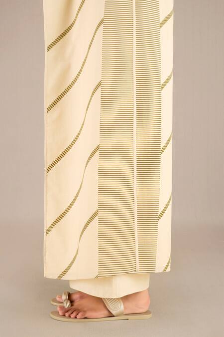Shop Ampm Yellow Handloom Cotton Collared Arda Pin Striped Long Jacket Palazzo Set Online at Aza Fashions Shop_Ampm_Yellow Handloom Cotton Collared Arda Pin Striped Long Jacket Palazzo Set_Online_at_Aza_Fashions