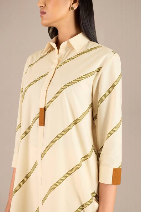 Shop Ampm Yellow Poplin Collared Nima Pin Striped Kurta With Palazzo Online at Aza Fashions Shop_Ampm_Yellow Poplin Collared Nima Pin Striped Kurta With Palazzo _Online_at_Aza_Fashions