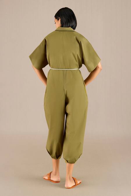 Ampm Irya Gathered Hem Solid Jumpsuit With Belt 