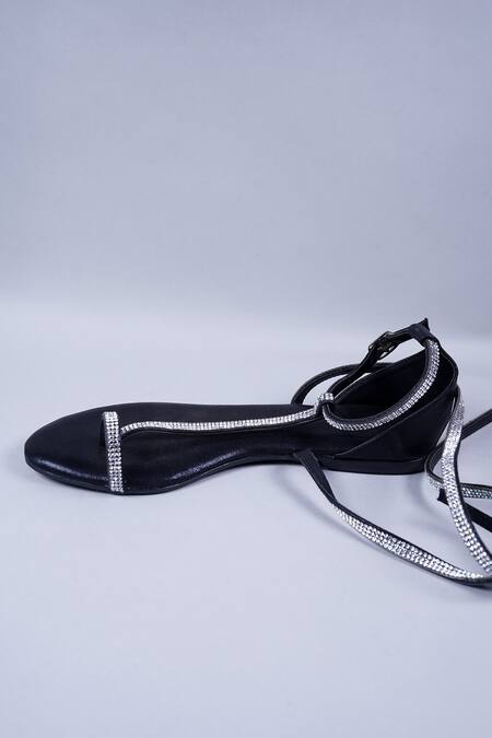 Buy Sana K luxurious Footwear Black Rhinestone Embellished Flats Online at Aza Fashions Buy_Sana K luxurious Footwear_Black Rhinestone Embellished Flats _Online_at_Aza_Fashions