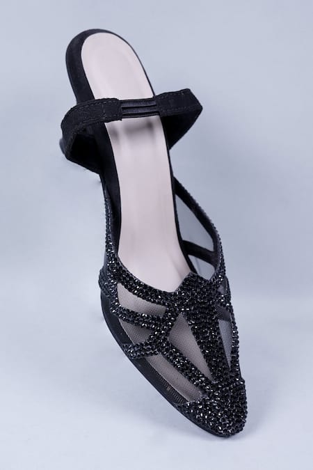 Sana K luxurious Footwear Black Beads, Sequins Stone Embellished Heels Online at Aza Fashions Sana K luxurious Footwear_Black Beads, Sequins Stone Embellished Heels _Online_at_Aza_Fashions