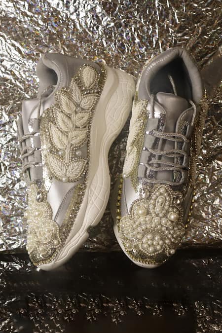 Chal Jooti Crown Of Pearl Embellished Sneakers 
