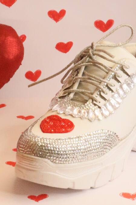 Chal Jooti_Multi Color Loveglow Lollipops Hand Embroidered Sneakers_at_Aza_Fashions