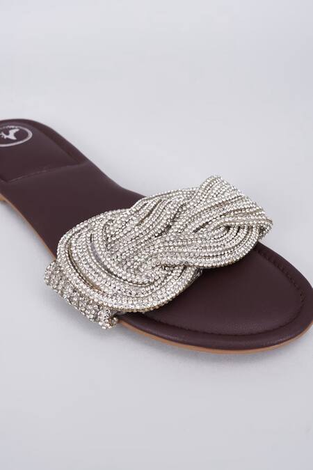 Buy Sana K luxurious Footwear Brown Braided Embellished Strap Flats Online at Aza Fashions Buy_Sana K luxurious Footwear_Brown Braided Embellished Strap Flats _Online_at_Aza_Fashions