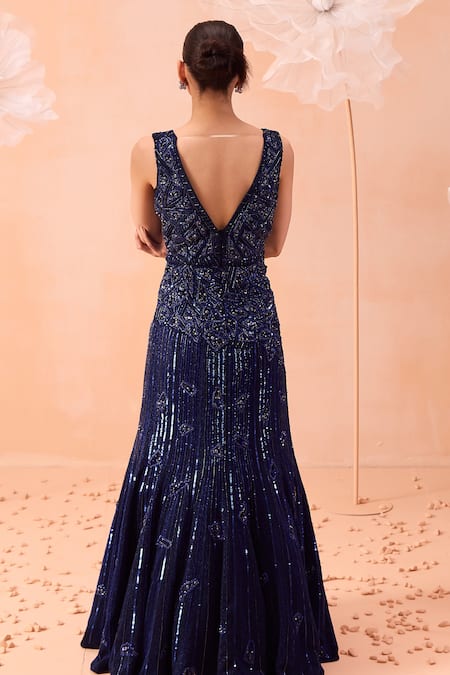 Parul Gandhi Stardust Geometric Embroidered Gown 