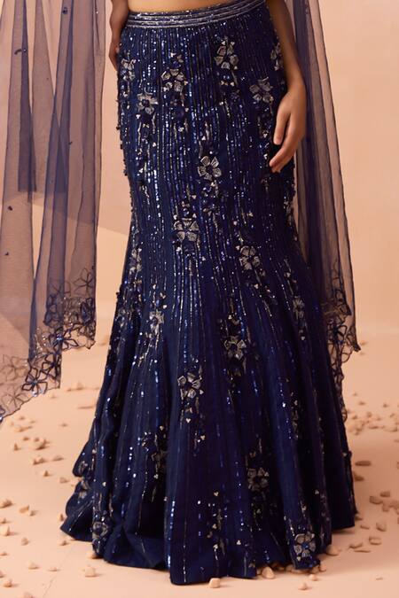 Buy Parul Gandhi Blue Silk, Net Sequins, Beads, Embroidery, Cut Work Stardust Lehenga Set Online at Aza Fashions Buy_Parul Gandhi_Blue Silk, Net Sequins, Beads, Embroidery, Cut Work Stardust Lehenga Set _Online_at_Aza_Fashions
