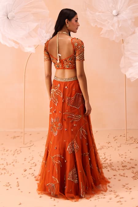 Parul Gandhi Hand Embroidered Mermaid Lehenga Set 