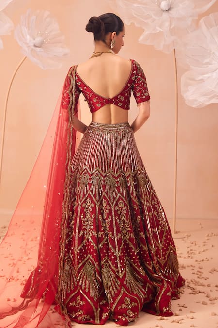 Parul Gandhi Leaf Hand Embroidered Lehenga Set 