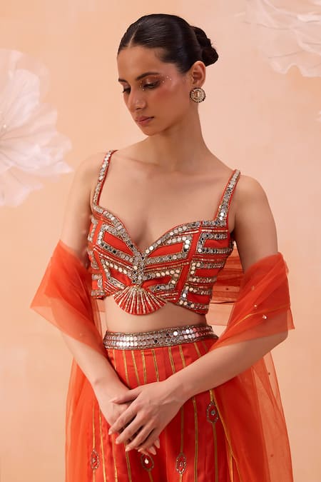 Buy Parul Gandhi Orange Satin, Georgette Cut Work, Candy Hand Embroidered Blouse Sharara Set Online at Aza Fashions Buy_Parul Gandhi_Orange Satin, Georgette Cut Work, Candy Hand Embroidered Blouse Sharara Set _Online_at_Aza_Fashions