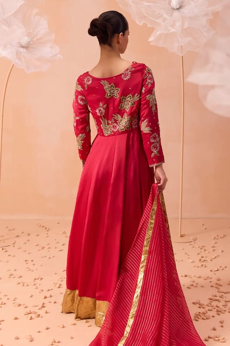 Parul Gandhi Gul Hand Embroidered Anarkali With Dupatta 