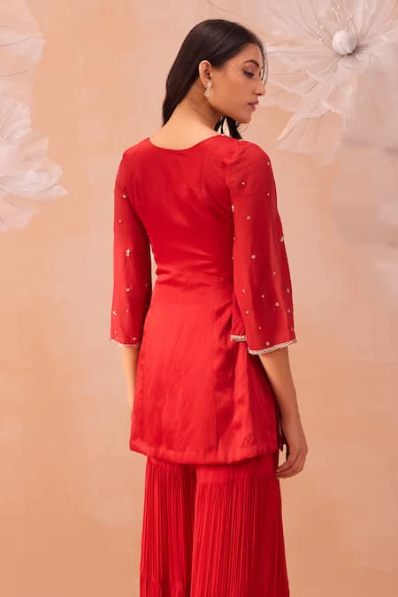 Parul Gandhi Rouge Hand Embroidered Kurta Sharara Set 