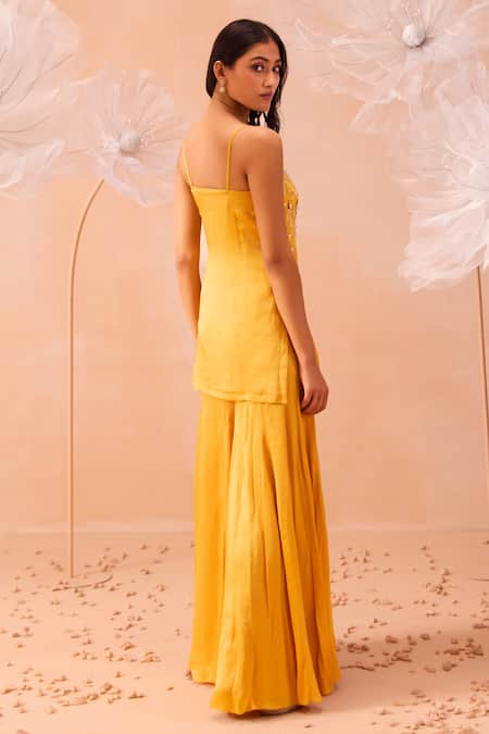 Parul Gandhi Jaune Hand Embroidered Kurta Sharara Set 
