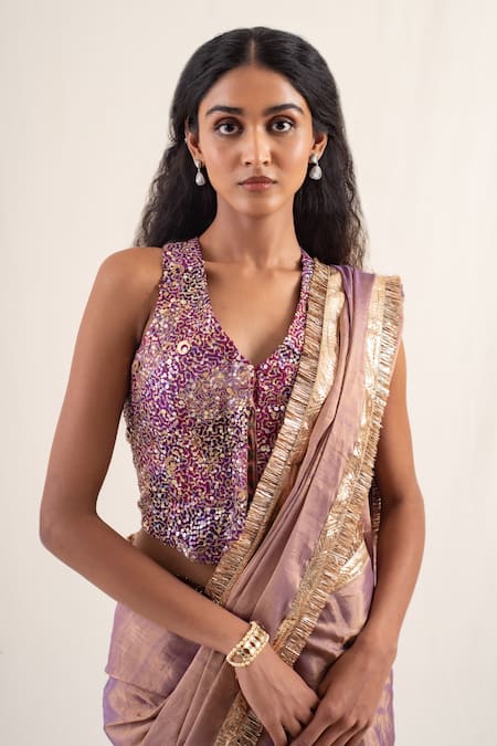 Priyanka Raajiv Aravali Sequin Embroidered Waistcoat Blouse 