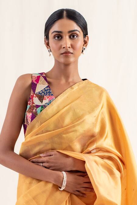 Priyanka Raajiv Orange Silk, Chanderi Zari Johri Butti Work Saree With Unstitched Blouse Piece Online at Aza Fashions Priyanka Raajiv_Orange Silk, Chanderi Zari Johri Butti Work Saree With Unstitched Blouse Piece _Online_at_Aza_Fashions