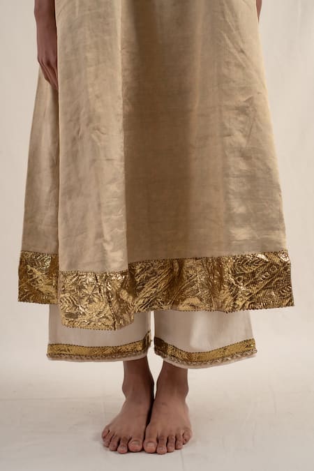 Buy_Priyanka Raajiv_Gold , , Metallic Kalan Embroidered Kurta With Pant 