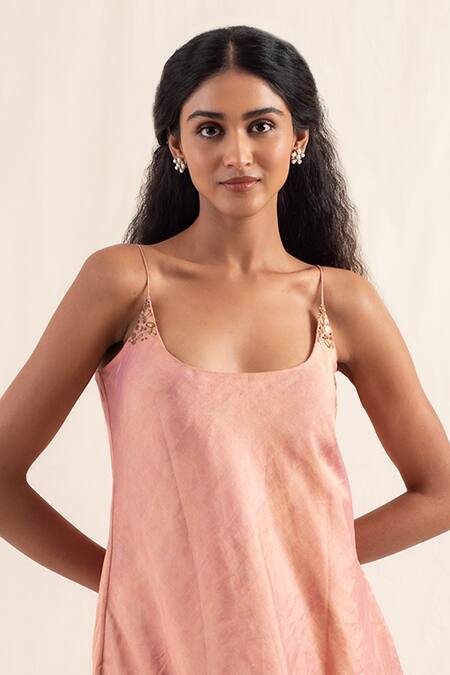 Buy Priyanka Raajiv Pink Silk, Chanderi, Cotton Embroidery Scoop Neck Kundan Kurta With Pant Online at Aza Fashions Buy_Priyanka Raajiv_Pink Silk, Chanderi, Cotton Embroidery Scoop Neck Kundan Kurta With Pant _Online_at_Aza_Fashions