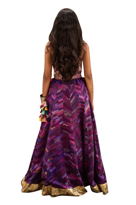 Shop Priyanka Raajiv Purple Silk Tassels Sooq Printed Lehenga Online at Aza Fashions Shop_Priyanka Raajiv_Purple Silk Tassels Sooq Printed Lehenga _Online_at_Aza_Fashions
