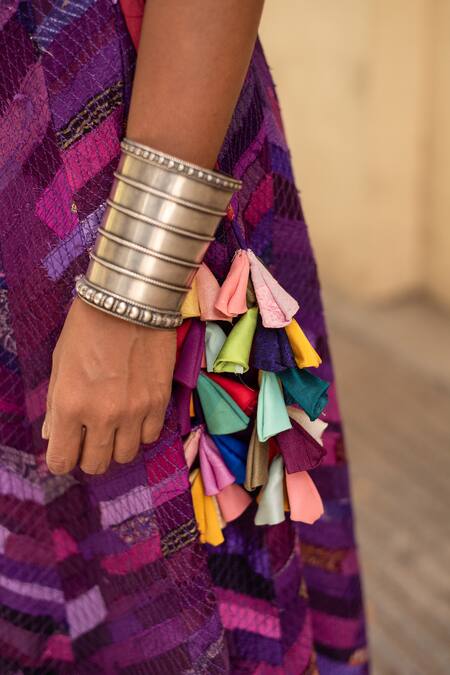 Shop_Priyanka Raajiv_Purple Silk Tassels Sooq Printed Lehenga 