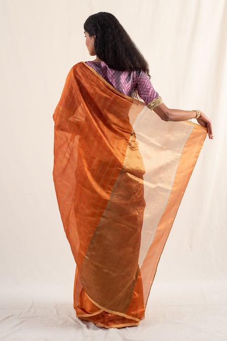 Priyanka Raajiv Yasti Zari Striped Saree With Unstitched Blouse Piece 