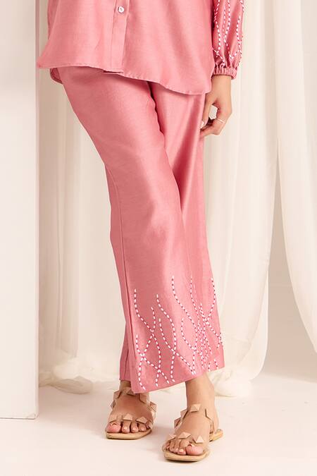 Buy Sonal Pasrija Pink Chanderi Sequins, Beads Collared Embellished Shirt With Pant Online at Aza Fashions Buy_Sonal Pasrija_Pink Chanderi Sequins, Beads Collared Embellished Shirt With Pant _Online_at_Aza_Fashions