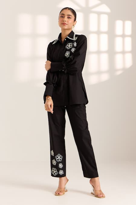 Sonal Pasrija Blossom Bead Embellished Shirt With Pant 