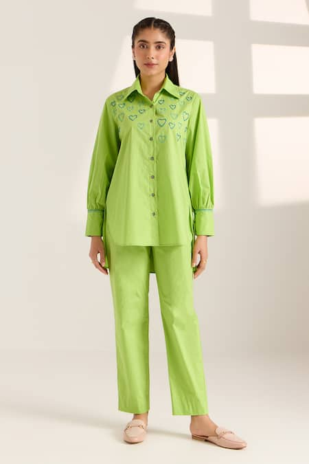 Sonal Pasrija Heart Bead Embellished Shirt With Pant 