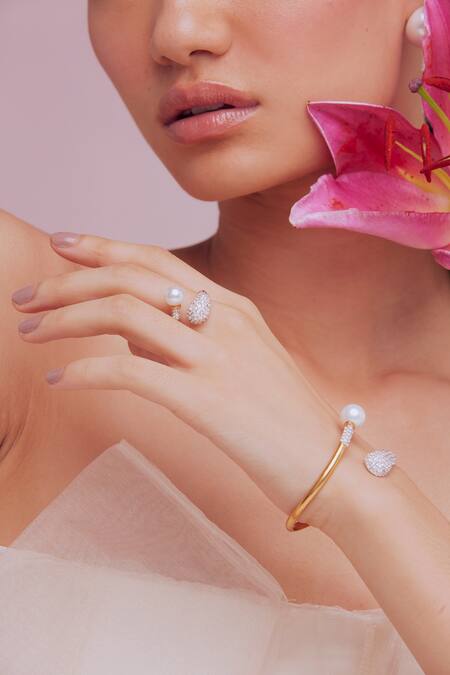 Buy Anaash White Stones, Pearls Nova Wrap Ring Online at Aza Fashions Buy_Anaash_White Stones, Pearls Nova Wrap Ring _Online_at_Aza_Fashions