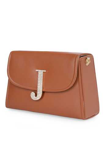 Buy_NR By Nidhi Rathi_Brown Bead J Initial Embellished Box Clutch_Online_at_Aza_Fashions