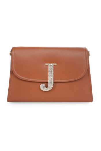 Shop_NR By Nidhi Rathi_Brown Bead J Initial Embellished Box Clutch_Online_at_Aza_Fashions